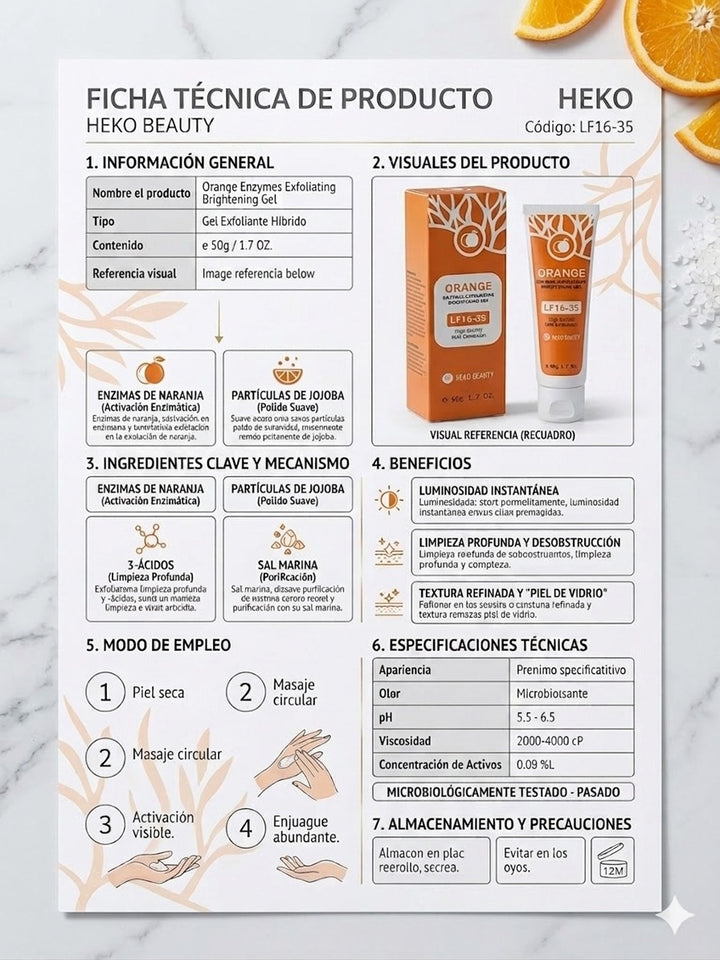 GEL EXFOLIANTE CON ENZIMA DE NARANJA Y VITAMINA C